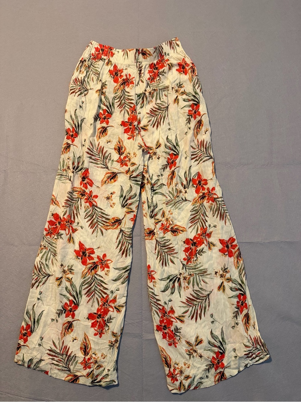 One5One Wide Leg Pull On Pants Womens Medium Floral Rayon Beach Boho Vacation